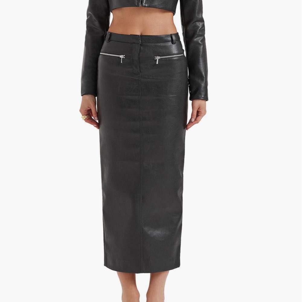 House of CB Tana faux leather maxi skirt
